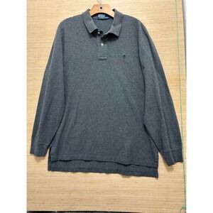 Polo Ralph Lauren Long Sleeve Polo Shirt Dark Gray Size L Embroidered Pony